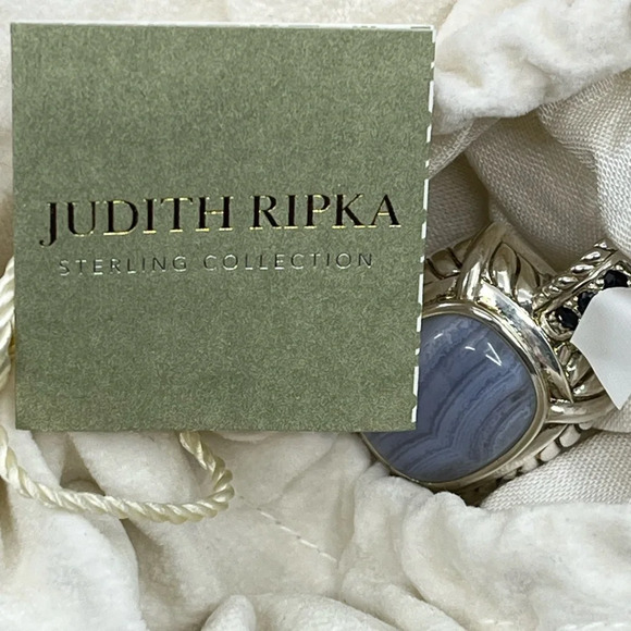 Vintage Judith Ripka Sterling Silver Pendant - Blue Lace Agate Gemstone Enhancer - Picture 2 of 16